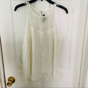 SAM EDELMAN cream lace mesh sheer racer back blouse Size XS
